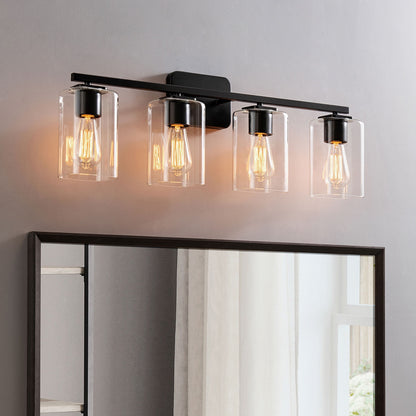 KAWOTI 29inch 4-Light Modern Bathroom Vanity Light with Clear Glass Shades