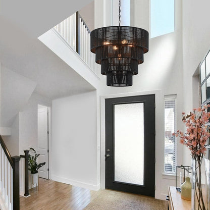 KAWOTI Width 26 5-Light 4-Tiered Bohemian Pendant Light