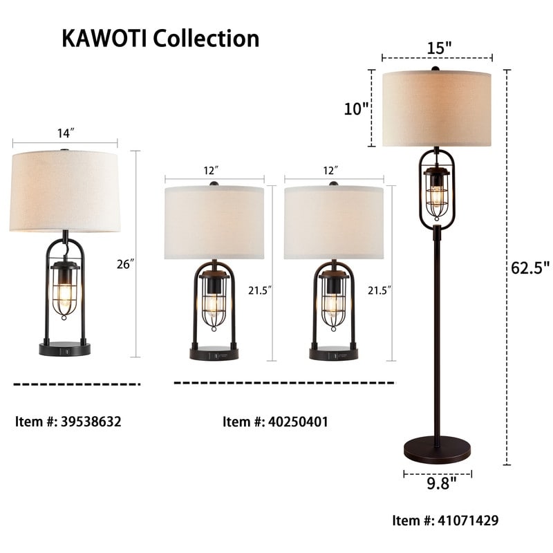 KAWOTI 62.5 inch Bronze Standard Floor Lamp with Night Light