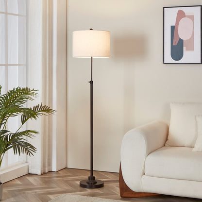 KAWOTI 63.5 Standard Adjustable Floor Lamp with Fabric Linen Shade
