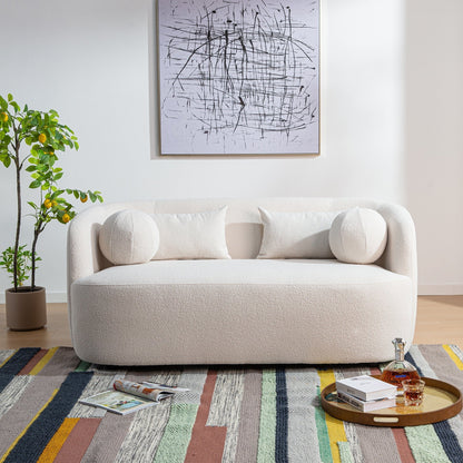 KINWELL Boucle Upholstered 2-Seats Loveseat with Pillows