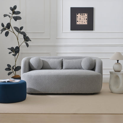 KINWELL Boucle Upholstered 2-Seats Loveseat with Pillows