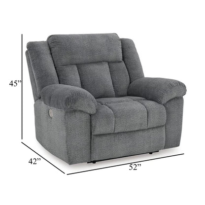 Kendy Power Recliner with Adjustable Headrest, Slate Gray Polyester