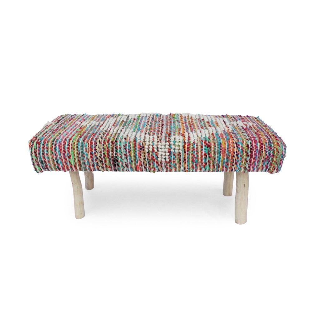 Laveta Handcrafted Boho Fabric Rectangular Bench by Christopher Knight Home