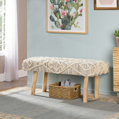 Laveta Handmade Boho Wool and Cotton Bench by Christopher Knight Home