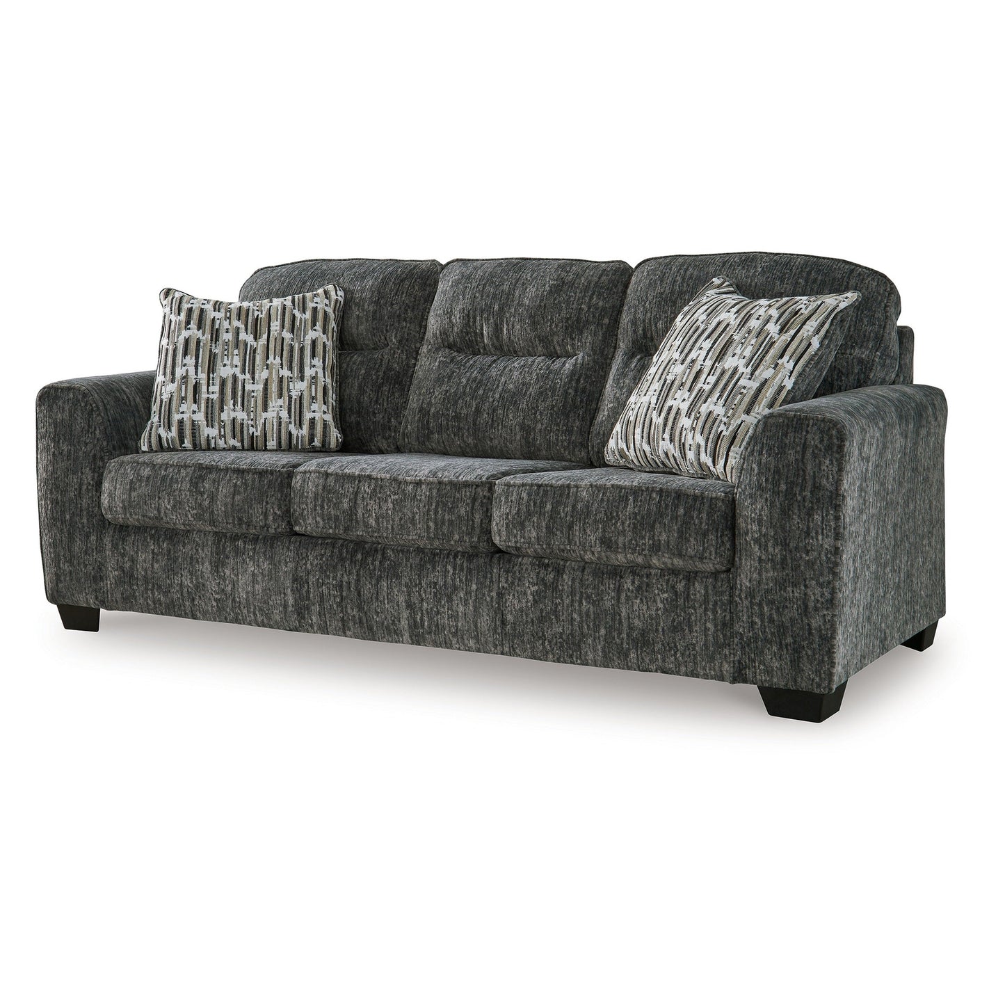 Layla Sofa, Extra Plush Dark Gray Polyester, 2 Accent Pillows, 90 Inch