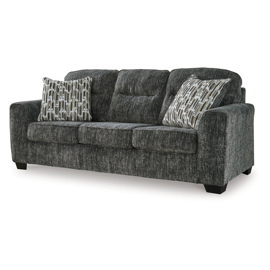 Layla Sofa, Extra Plush Dark Gray Polyester, 2 Accent Pillows, 90 Inch