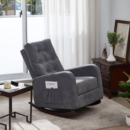 Upholstered Glider Rocking Chair with High Backrest