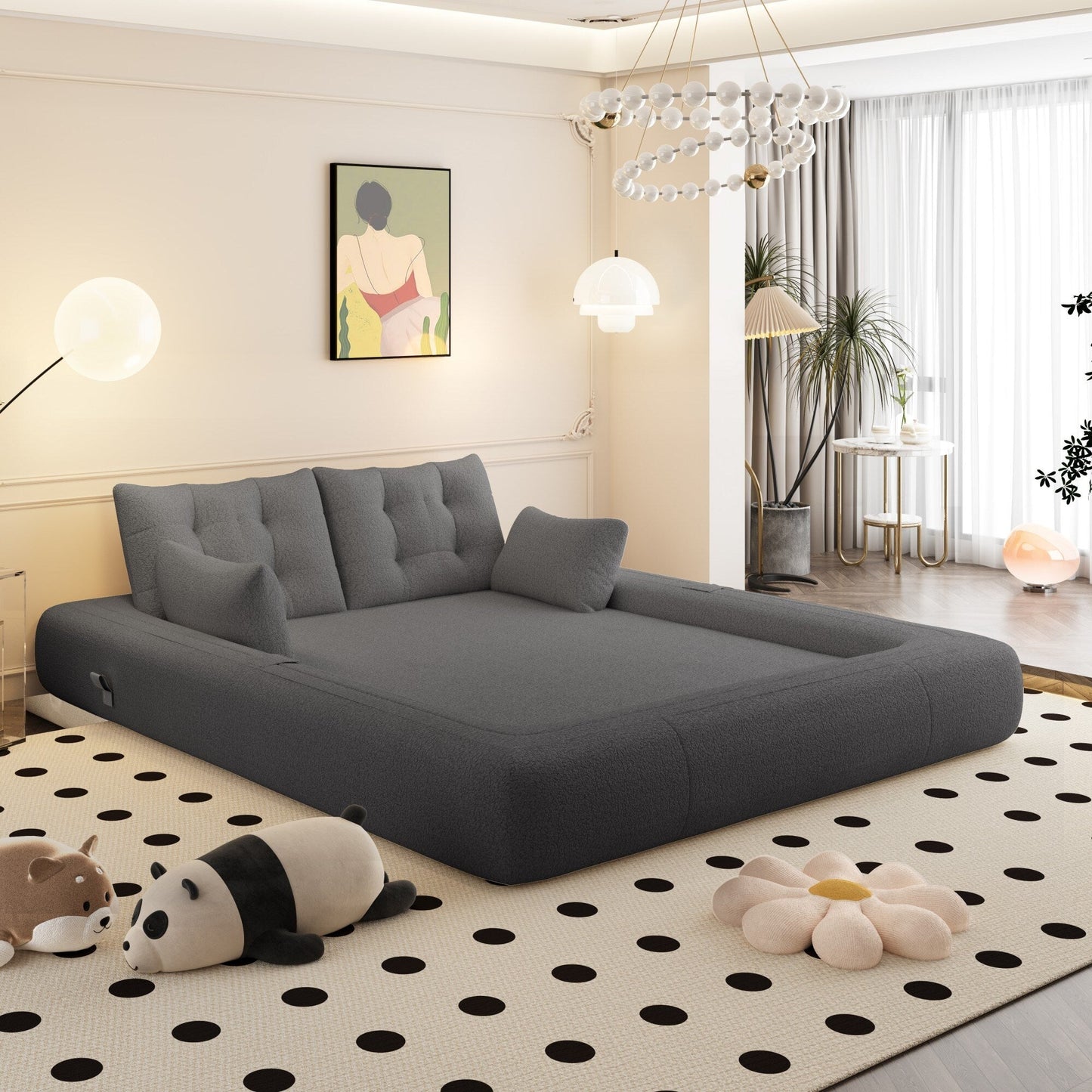 78in Wide Lazy Sofa Couch Multi Functional Foldable Sofa Bed