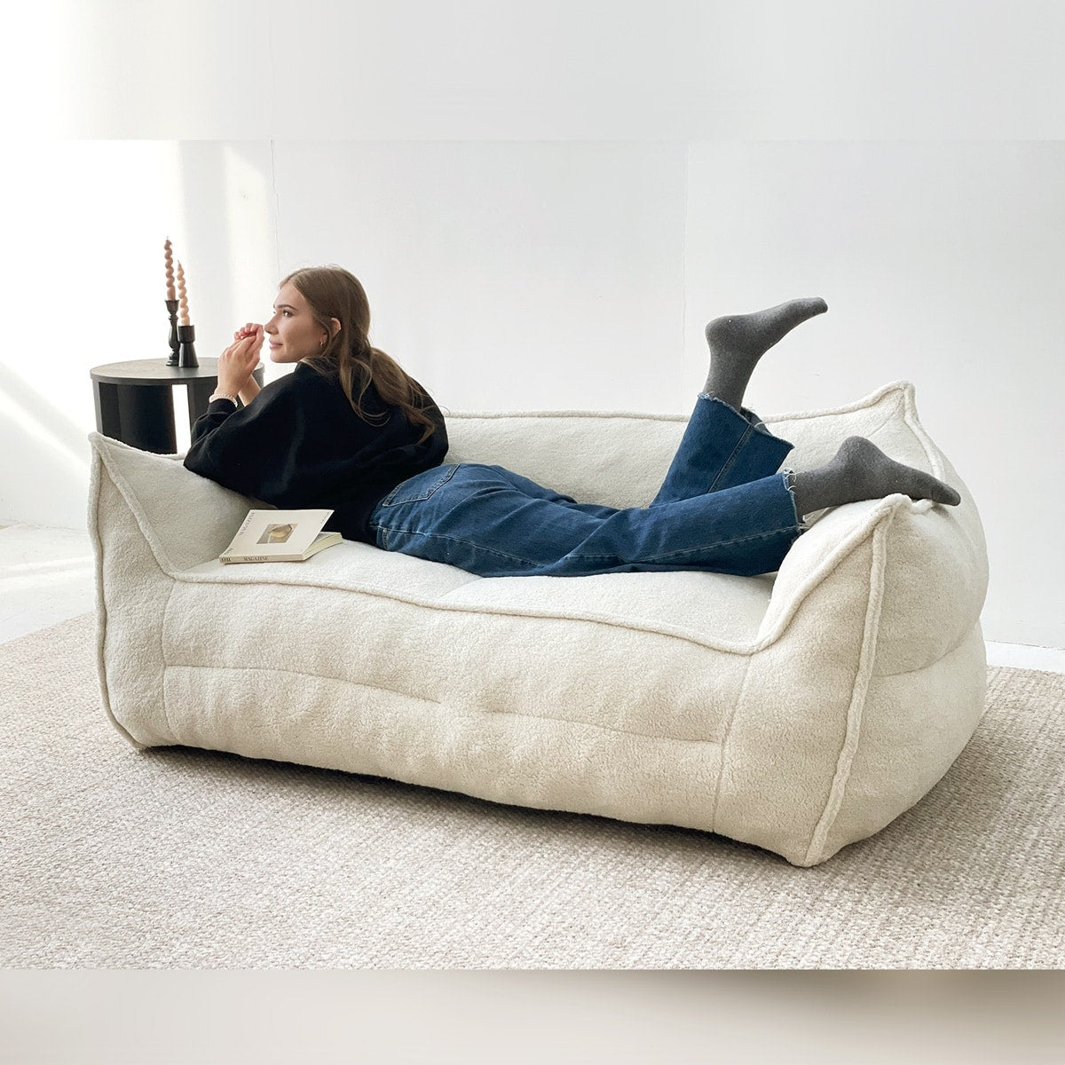Lazy Sofa Couch Living Room Sofa Bean Bag Chair with Memory Foam