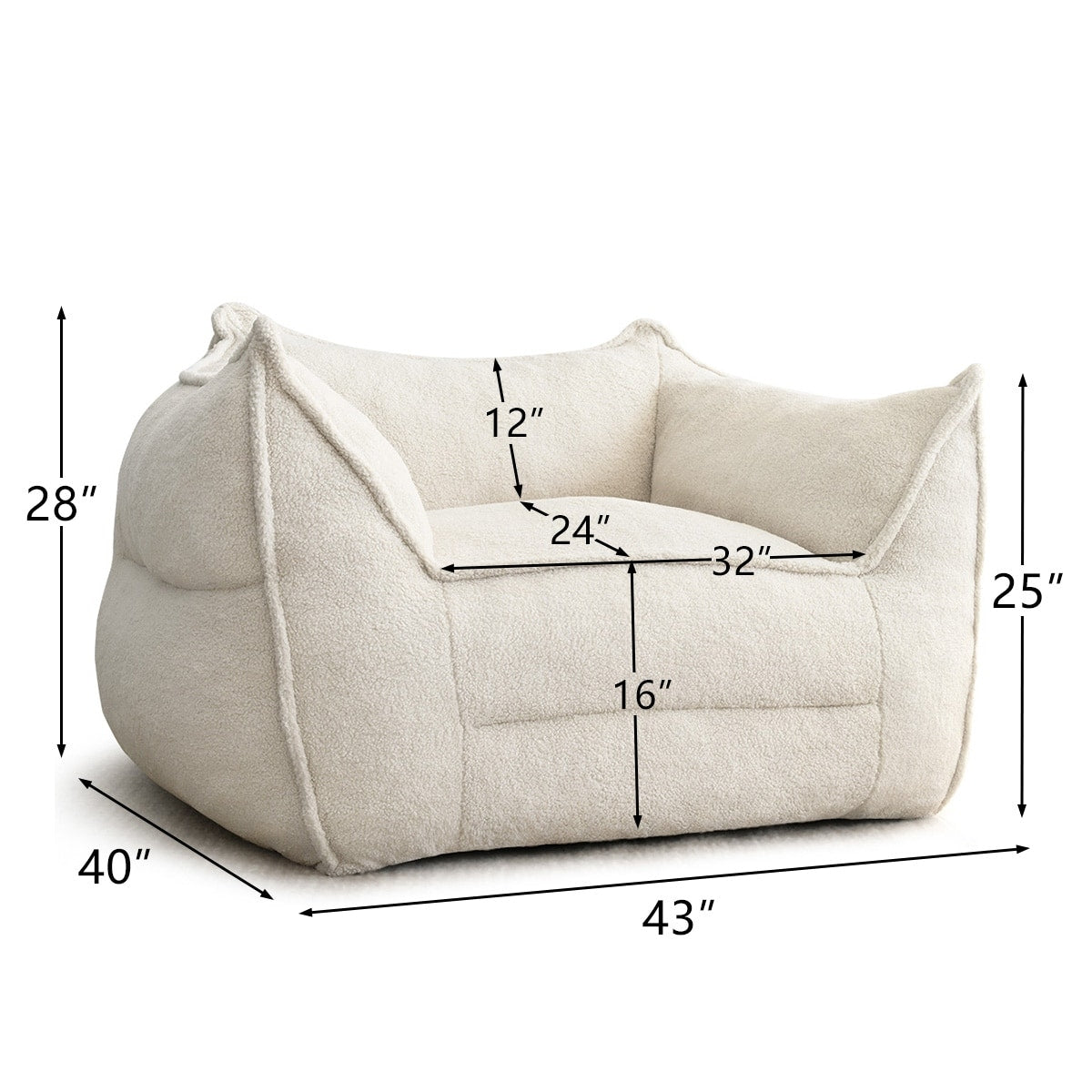 Lazy Sofa Couch Living Room Sofa Bean Bag Chair with Memory Foam