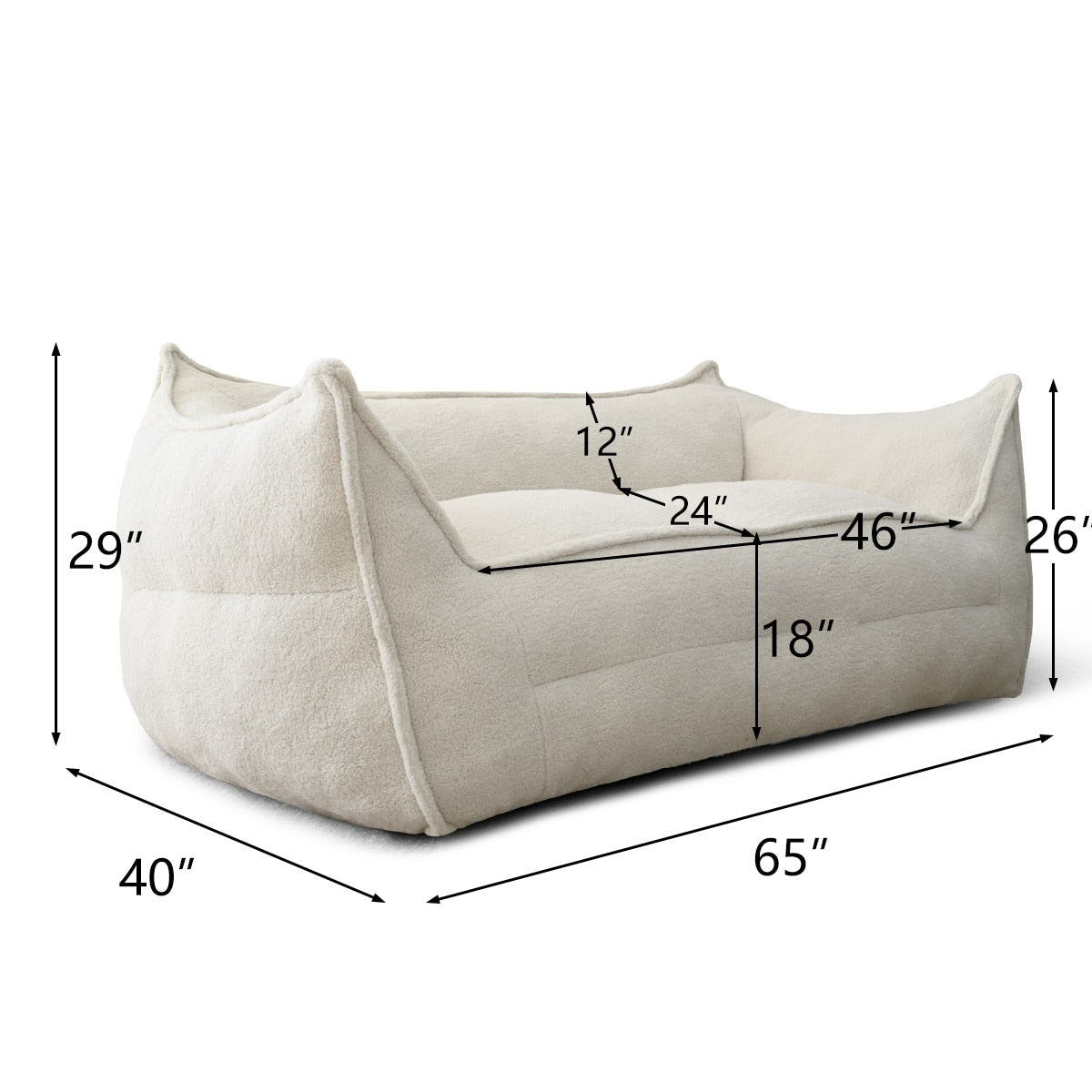 Lazy Sofa Couch Living Room Sofa Bean Bag Chair with Memory Foam