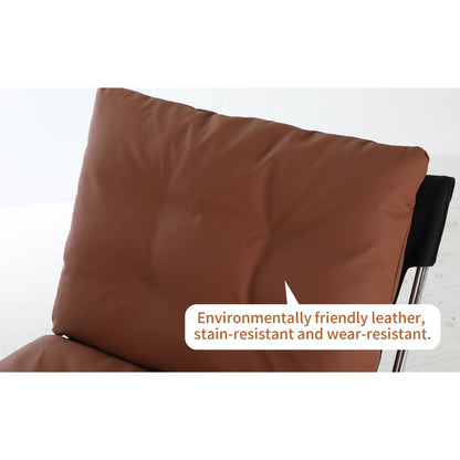 Leather Armchair, Modern Accent Chair High Back, Living Room Chairs with Metal Legs and Soft Padded, Sofa Chairs