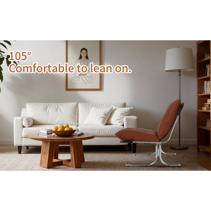 Leather Armchair, Modern Accent Chair High Back, Living Room Chairs with Metal Legs and Soft Padded, Sofa Chairs