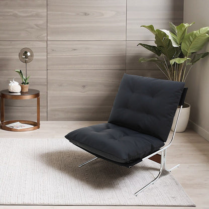 Leather Armchair, Modern Accent Chair High Back, Living Room Chairs with Metal Legs and Soft Padded, Sofa Chairs