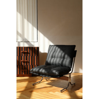 Leather Armchair, Modern Accent Chair High Back, Living Room Chairs with Metal Legs and Soft Padded, Sofa Chairs