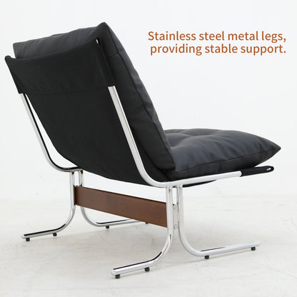 Leather Armchair, Modern Accent Chair High Back, Living Room Chairs with Metal Legs and Soft Padded, Sofa Chairs