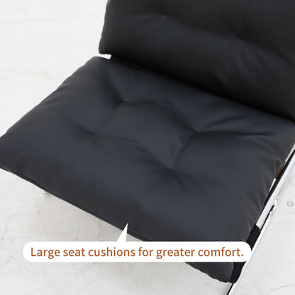 Leather Armchair, Modern Accent Chair High Back, Living Room Chairs with Metal Legs and Soft Padded, Sofa Chairs