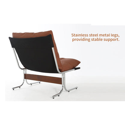 Leather Armchair, Modern Accent Chair High Back, Living Room Chairs with Metal Legs and Soft Padded, Sofa Chairs