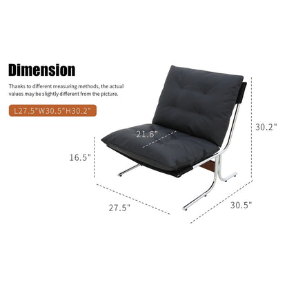 Leather Armchair, Modern Accent Chair High Back, Living Room Chairs with Metal Legs and Soft Padded, Sofa Chairs