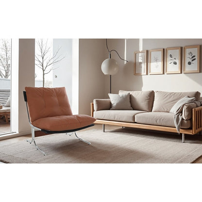 Leather Armchair, Modern Accent Chair High Back, Living Room Chairs with Metal Legs and Soft Padded, Sofa Chairs