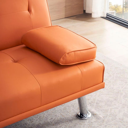 Leather Multifunctional Double Folding Sofa Bed for Office with Coffee Table