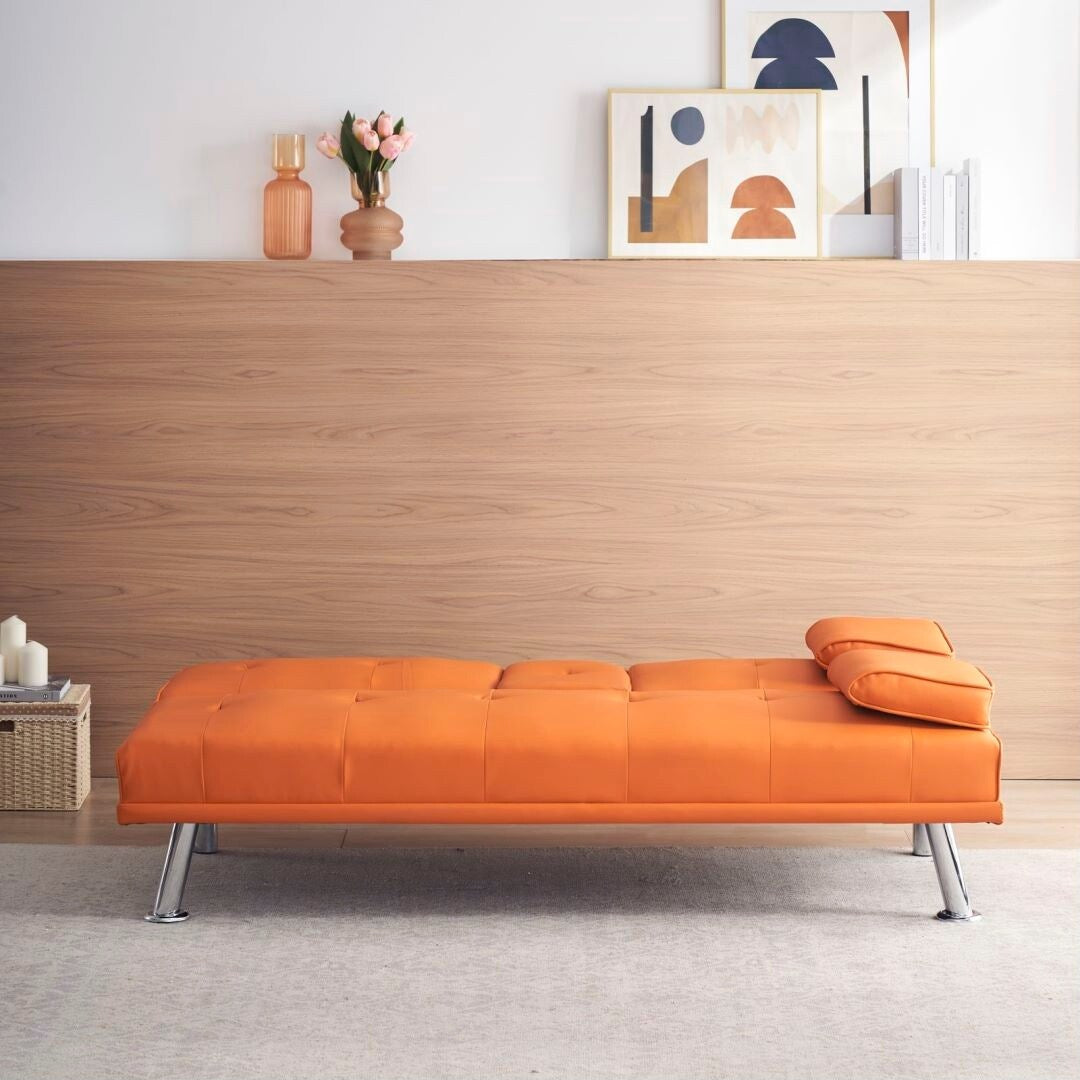 Leather Multifunctional Double Folding Sofa Bed for Office with Coffee Table