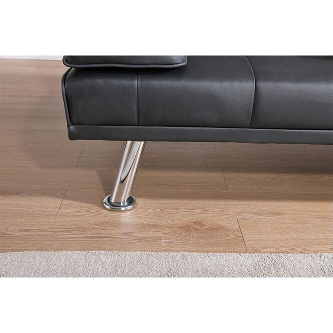 Leather Multifunctional Double Folding Sofa Bed for Office with Coffee Table
