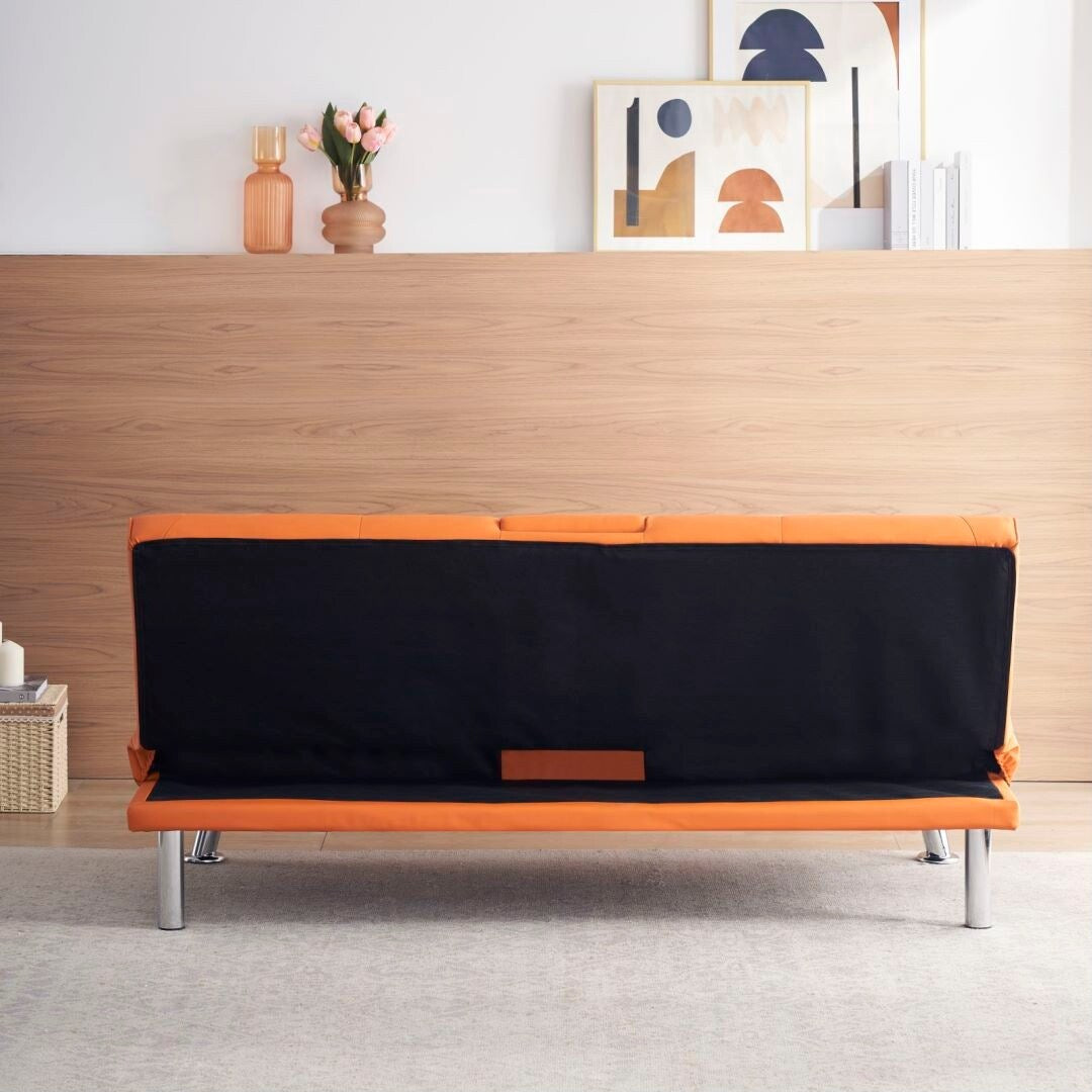 Leather Multifunctional Double Folding Sofa Bed for Office with Coffee Table