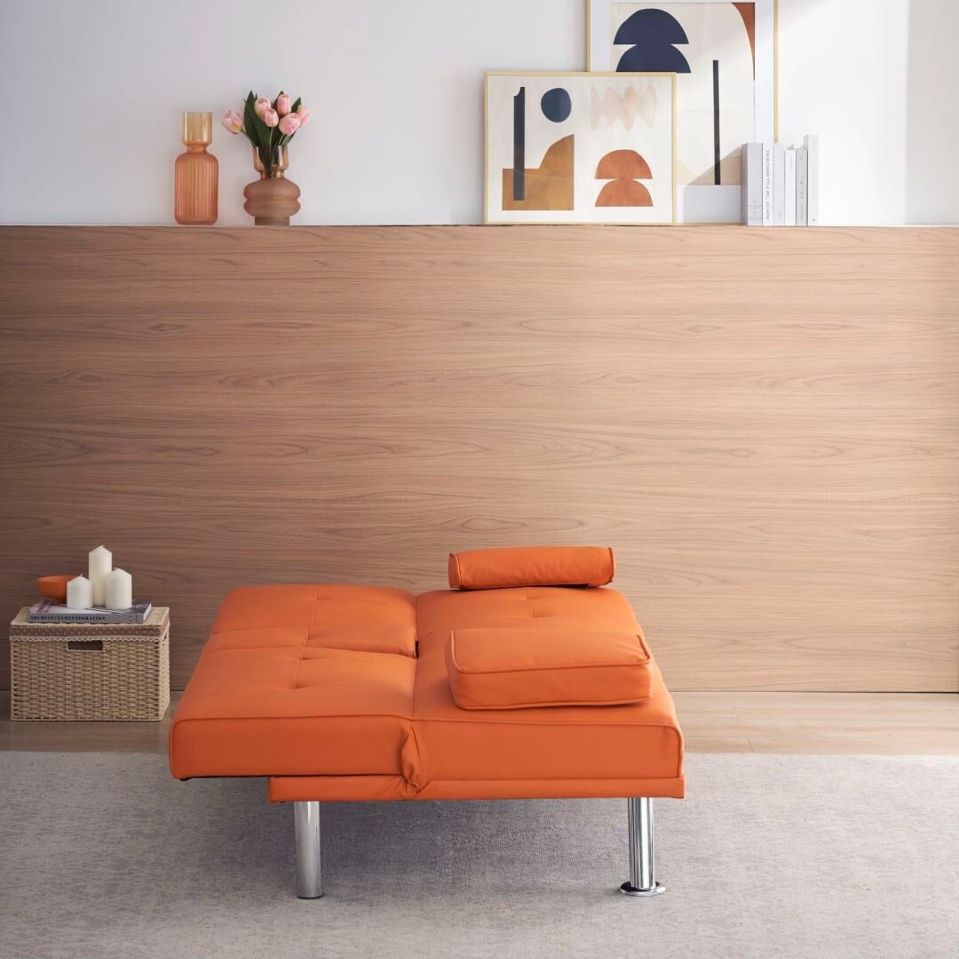 Leather Multifunctional Double Folding Sofa Bed for Office with Coffee Table
