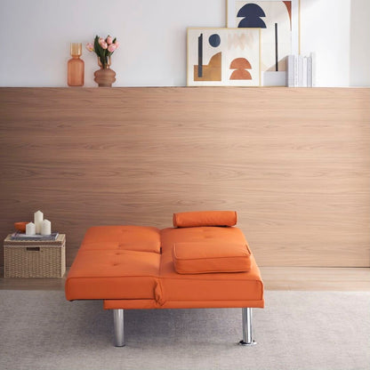 Leather Multifunctional Double Folding Sofa Bed for Office with Coffee Table