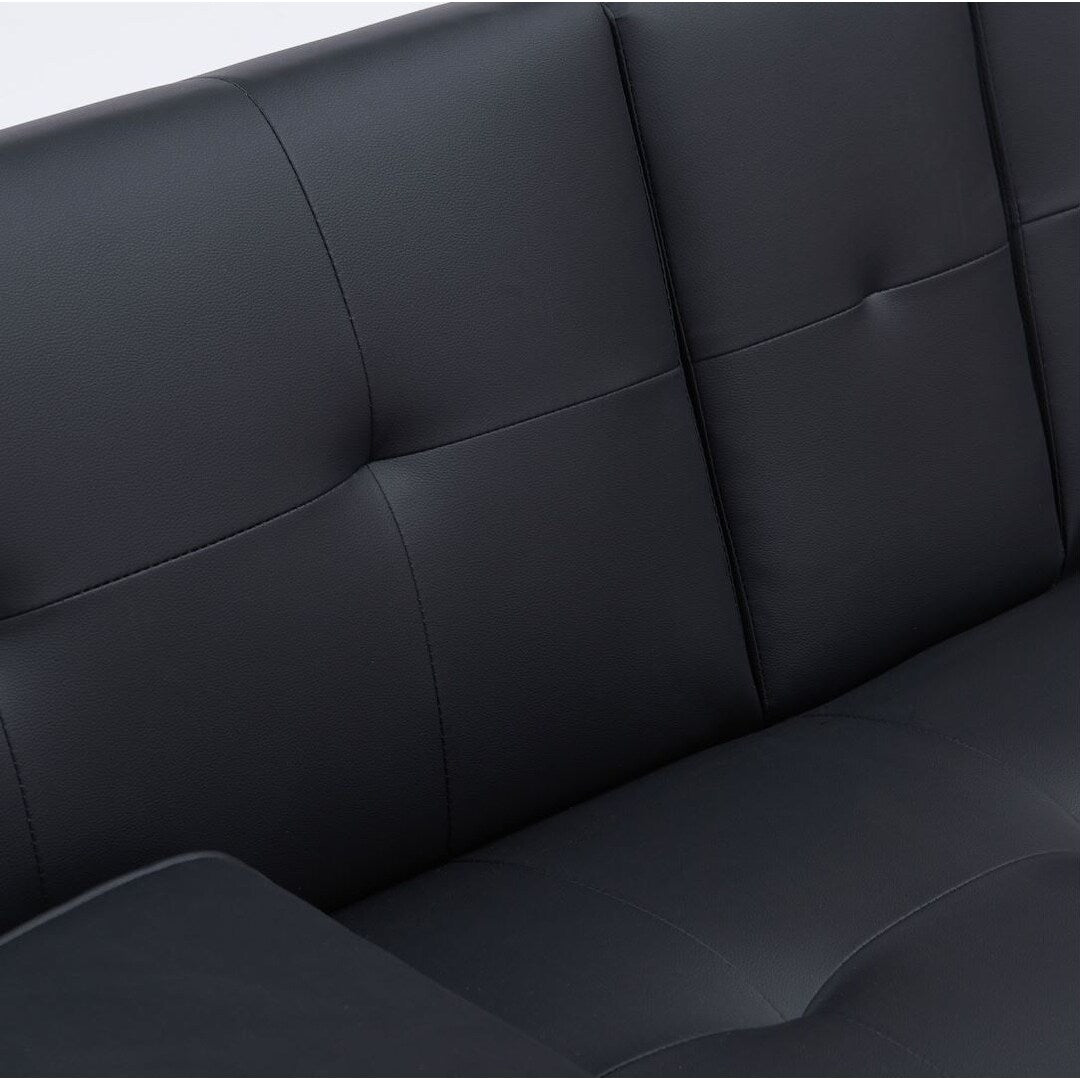 Leather Multifunctional Double Folding Sofa Bed for Office with Coffee Table