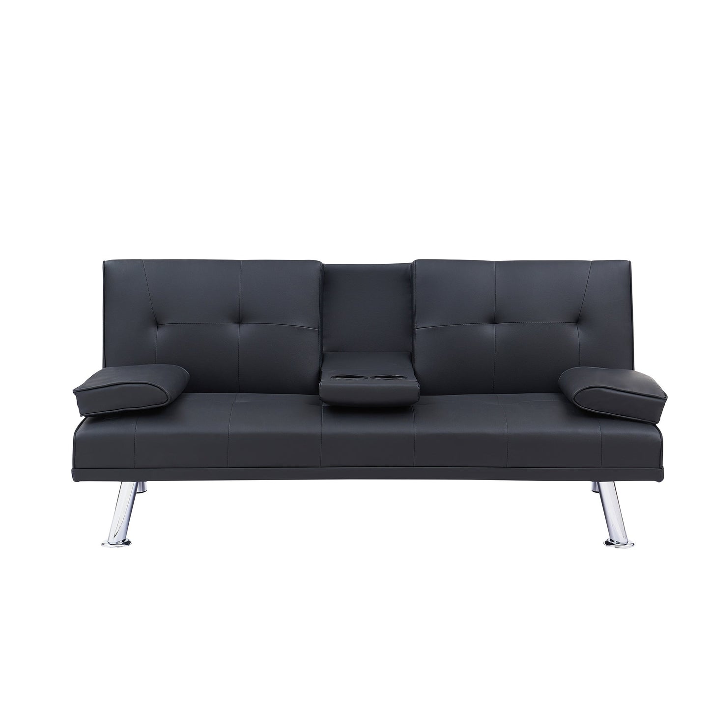 Leather Office Double Folding Sofa Bed with Matching Coffee Table, Multifunctional Design