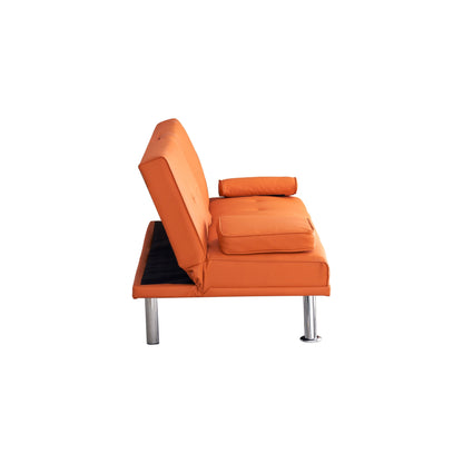 Leather Office Double Folding Sofa Bed with Matching Coffee Table, Multifunctional Design