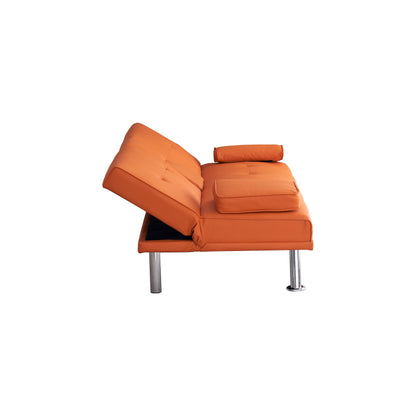 Leather Office Double Folding Sofa Bed with Matching Coffee Table, Multifunctional Design