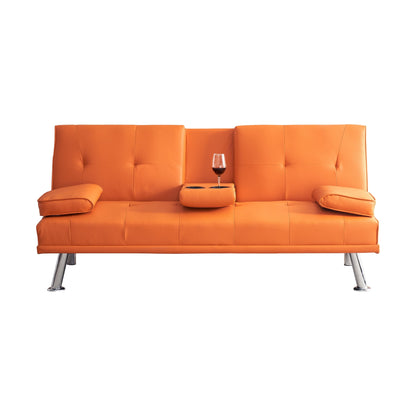 Leather Office Double Folding Sofa Bed with Matching Coffee Table, Multifunctional Design