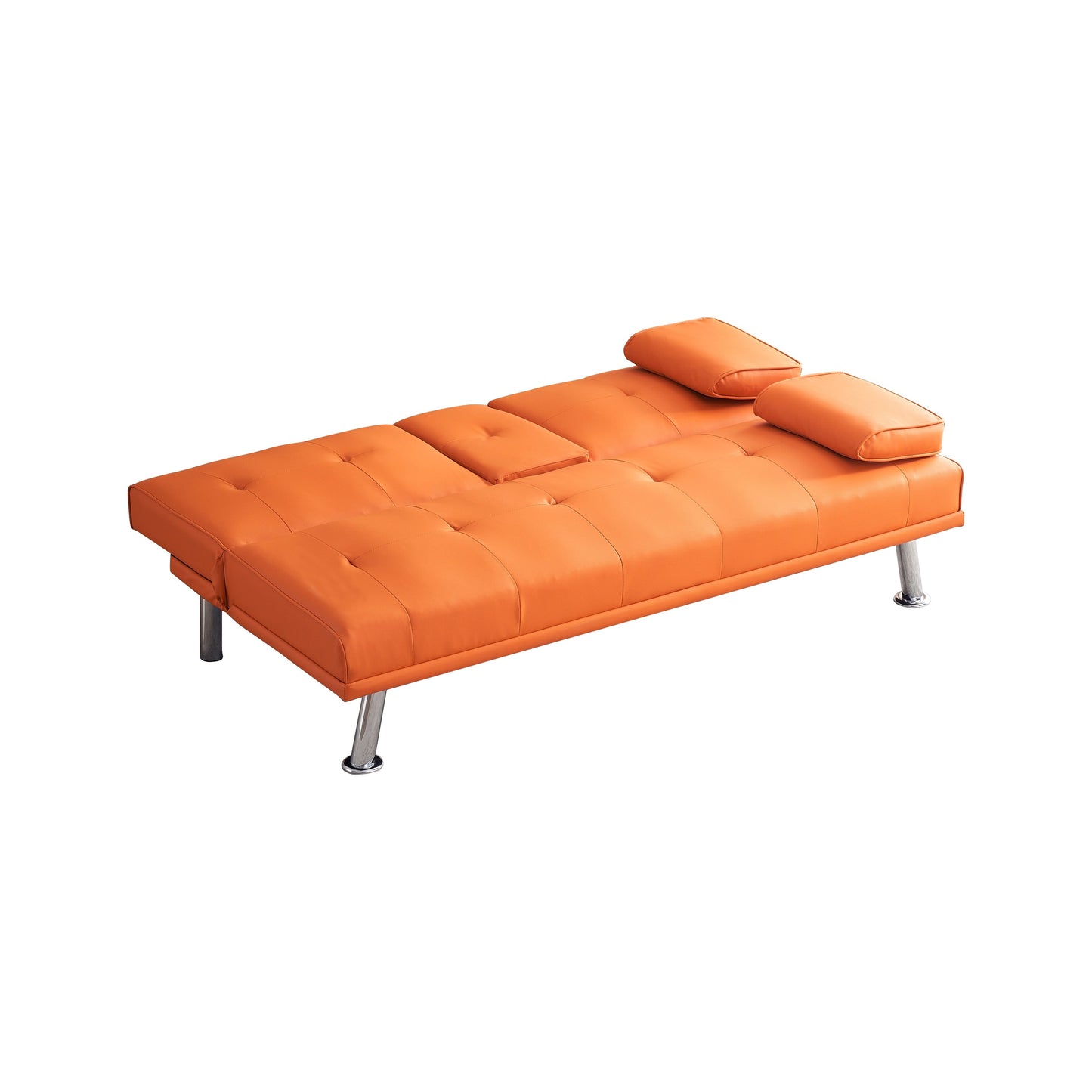 Leather Office Double Folding Sofa Bed with Matching Coffee Table, Multifunctional Design