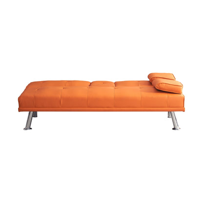 Leather Office Double Folding Sofa Bed with Matching Coffee Table, Multifunctional Design