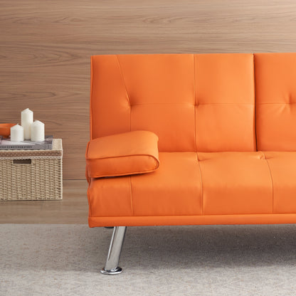 Leather Office Double Folding Sofa Bed with Matching Coffee Table, Multifunctional Design
