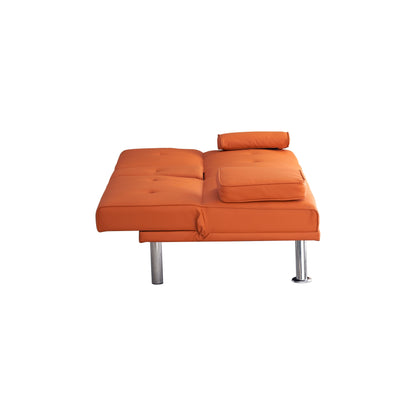 Leather Office Double Folding Sofa Bed with Matching Coffee Table, Multifunctional Design