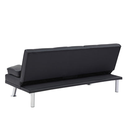 Leather Office Double Folding Sofa Bed with Matching Coffee Table, Multifunctional Design