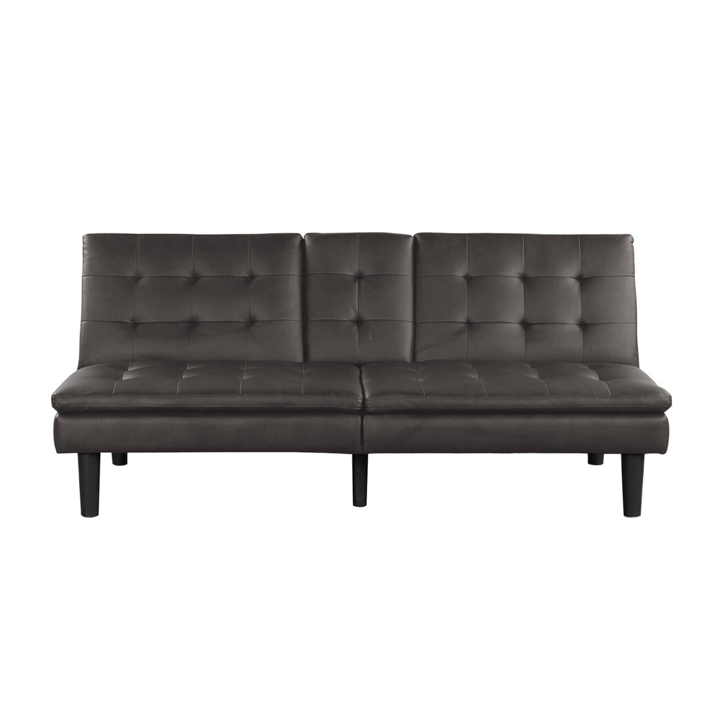 Leatherette Futon Sofa Bed with with Cupholder and USB