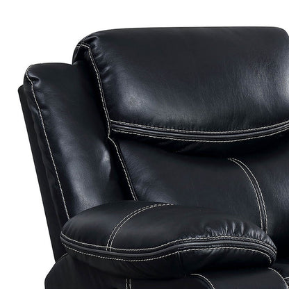 Leatherette Power Recliner With Cup Holders & Storage, Black