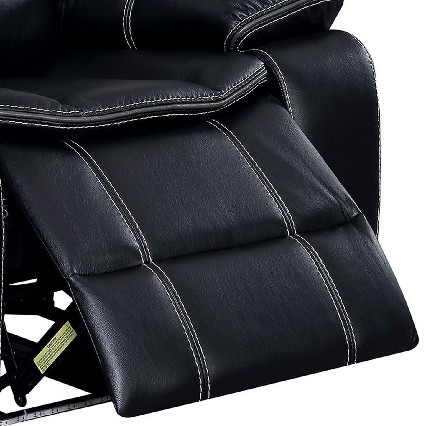 Leatherette Power Recliner With Cup Holders & Storage, Black