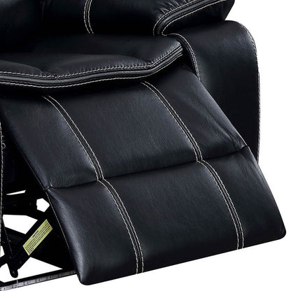 Leatherette Power Recliner With Cup Holders & Storage, Black