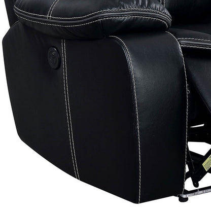 Leatherette Power Recliner With Cup Holders & Storage, Black