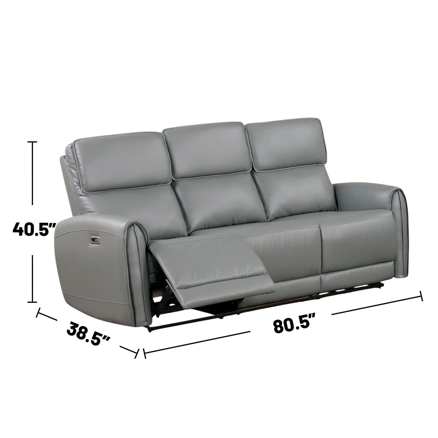 Leatherette Upholstered Power Sofa with USB Charging Ports