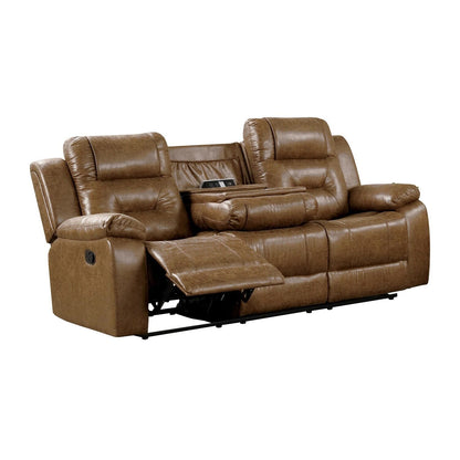 Leatherette Upholstered Sofa with Manual Reclining in Brown