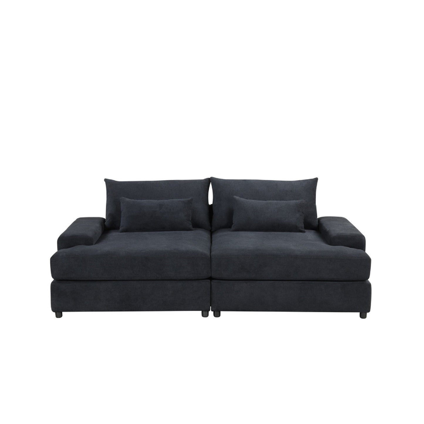 Leena Oversized Sleeper Sofa with 2 Throw Pillow, Black Fabric 88 Inch