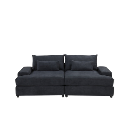 Leena Oversized Sleeper Sofa with 2 Throw Pillow, Black Fabric 88 Inch